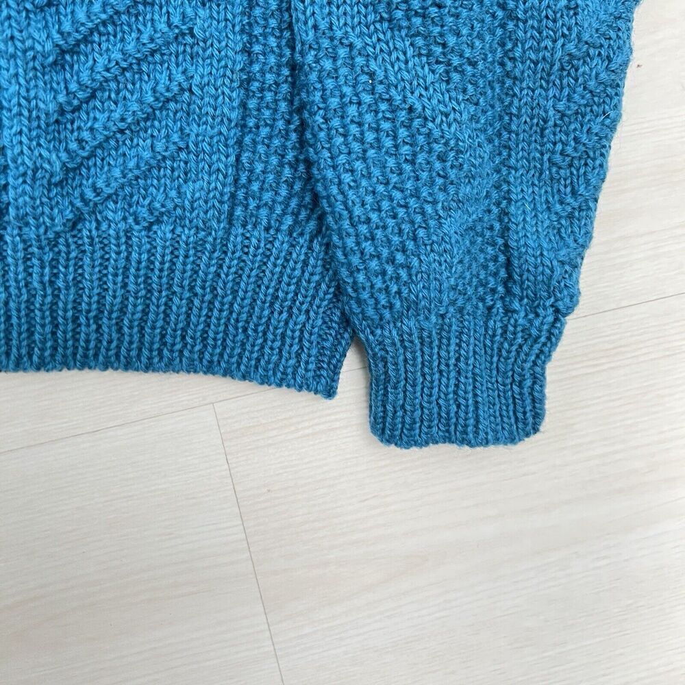 Vintage Pendleton 100% Virgin Wool Sweater Teal Blue Cardigan Women S USA Made - Picture 5 of 8